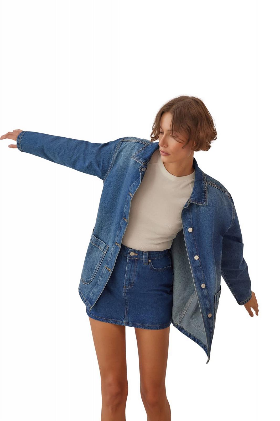 Джинсовая Куртка TRENDYOL Oversize Standard Plain, фото №5