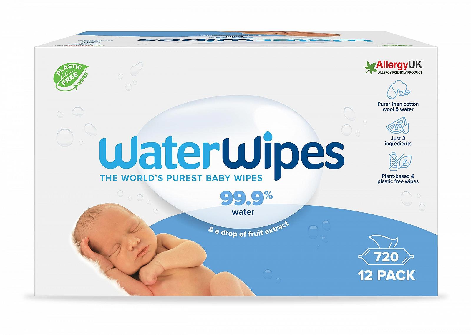 Детские салфетки WaterWipes Original, 720 штук (12 упаковок), на 99,9% на водной основе, без запаха, для чувствительной кожи, фото №1