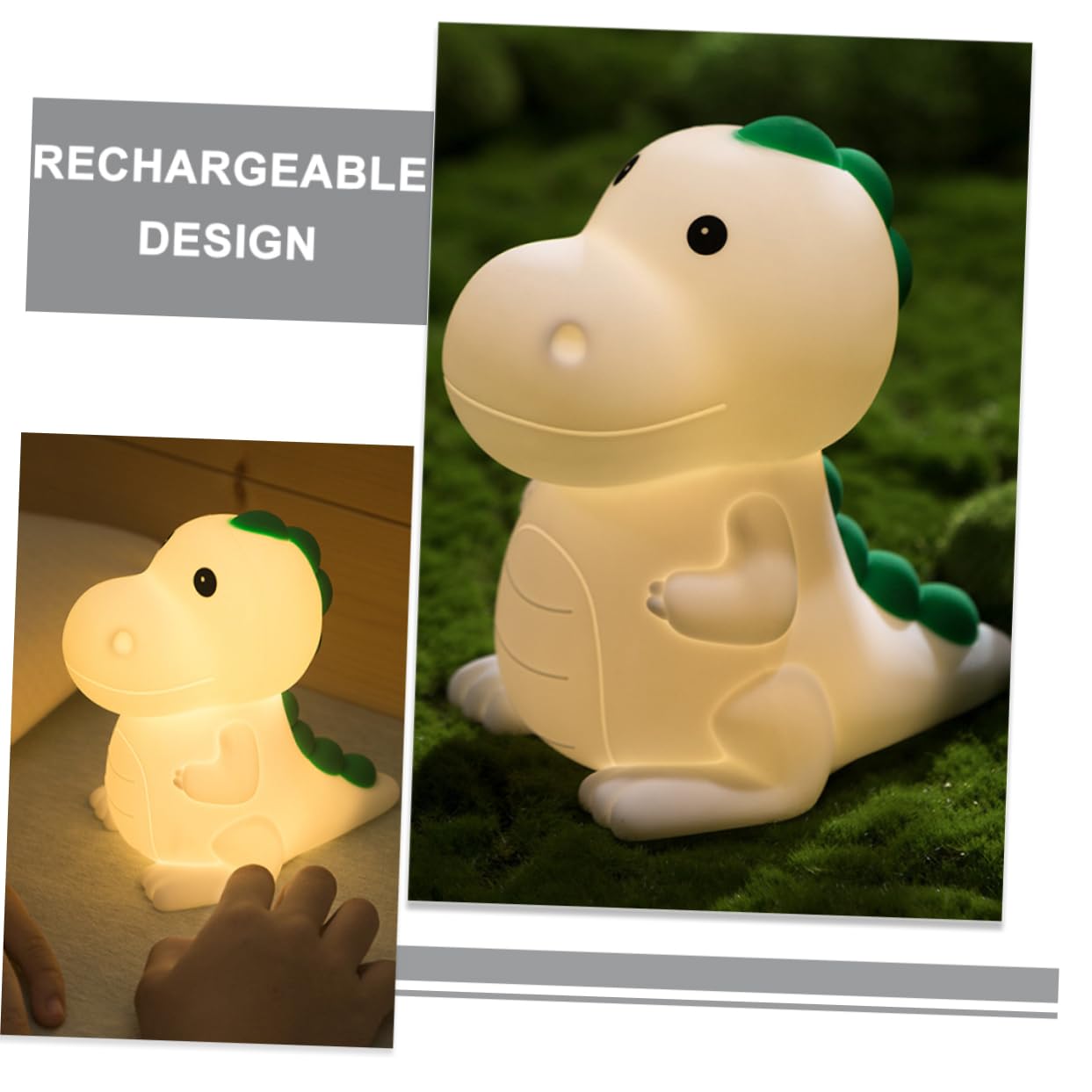 Лампа DOITOOL Dinosaur Силіконова Перезаряджувана Настільна Нічна Лампа Біла Дитяча Карикатура, фото №7