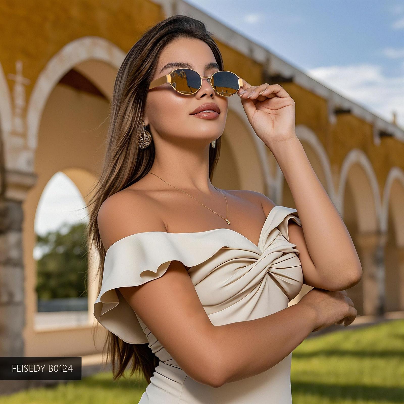 Овальные Солнцезащитные Очки FEISEDY Ретро B0124, фото №3