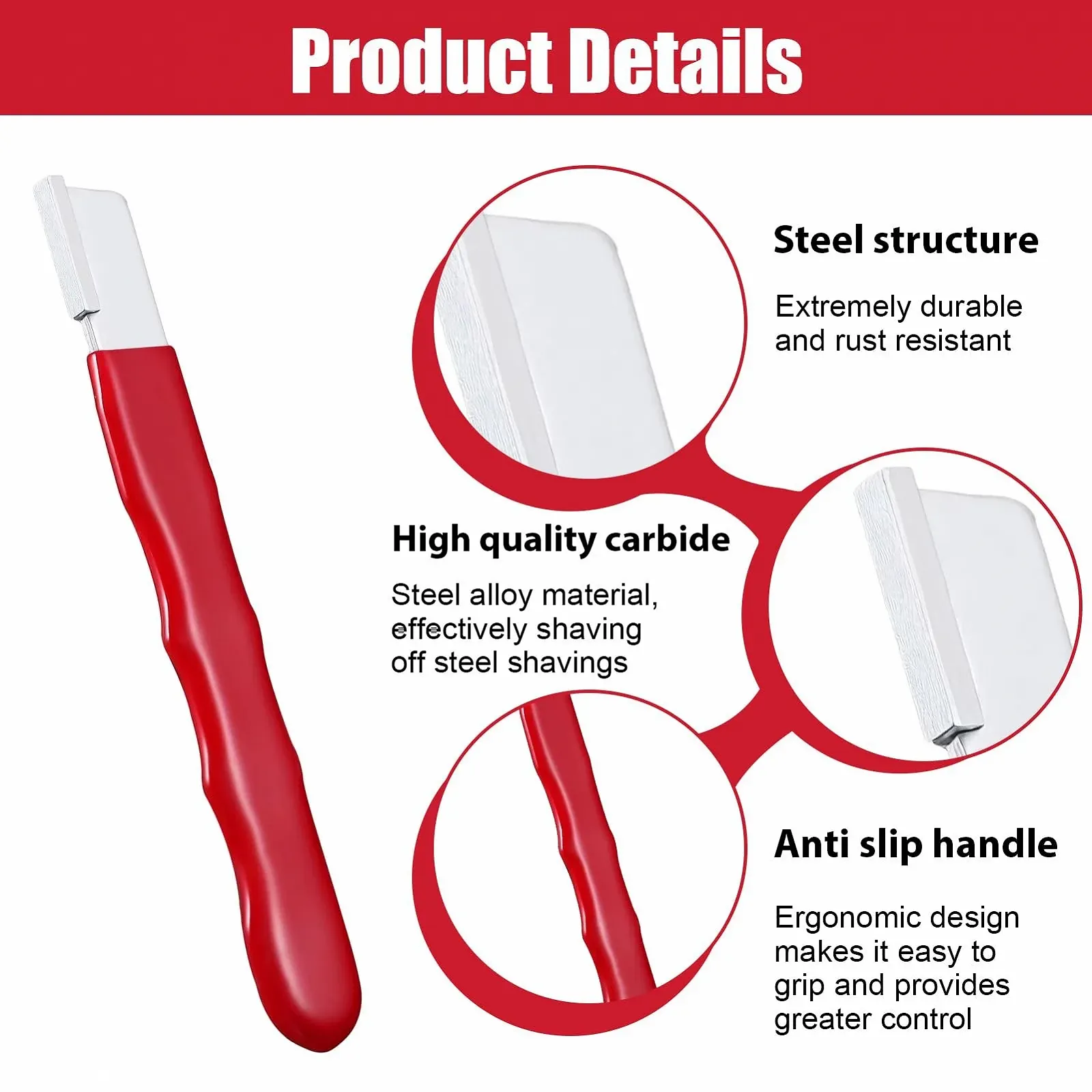 Точилка для садових інструментів MARC 2 шт. портативна вольфрамова сталь для секаторів та ножиць Червона, фото №3