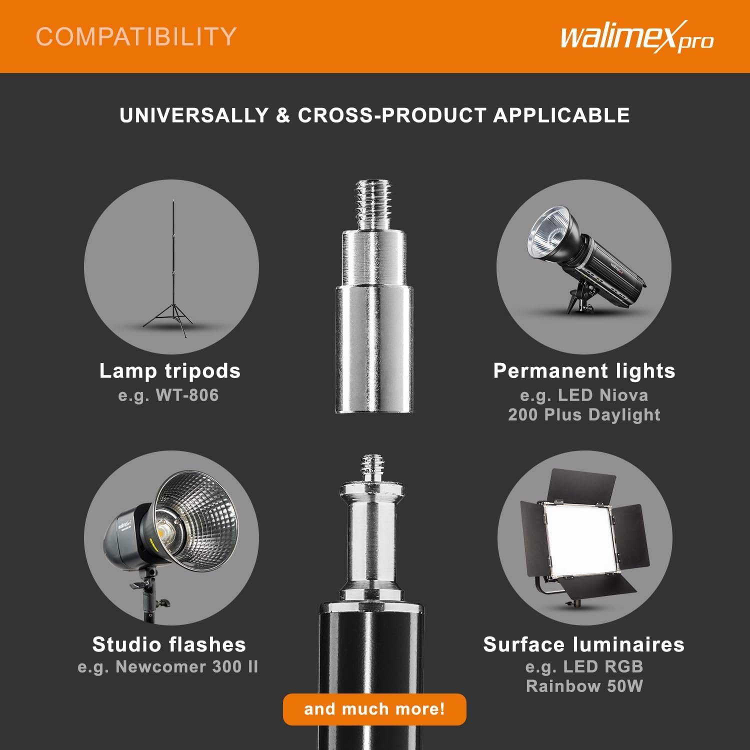 Штанга Walimex з противагою 100-170 см Чорна, фото №3