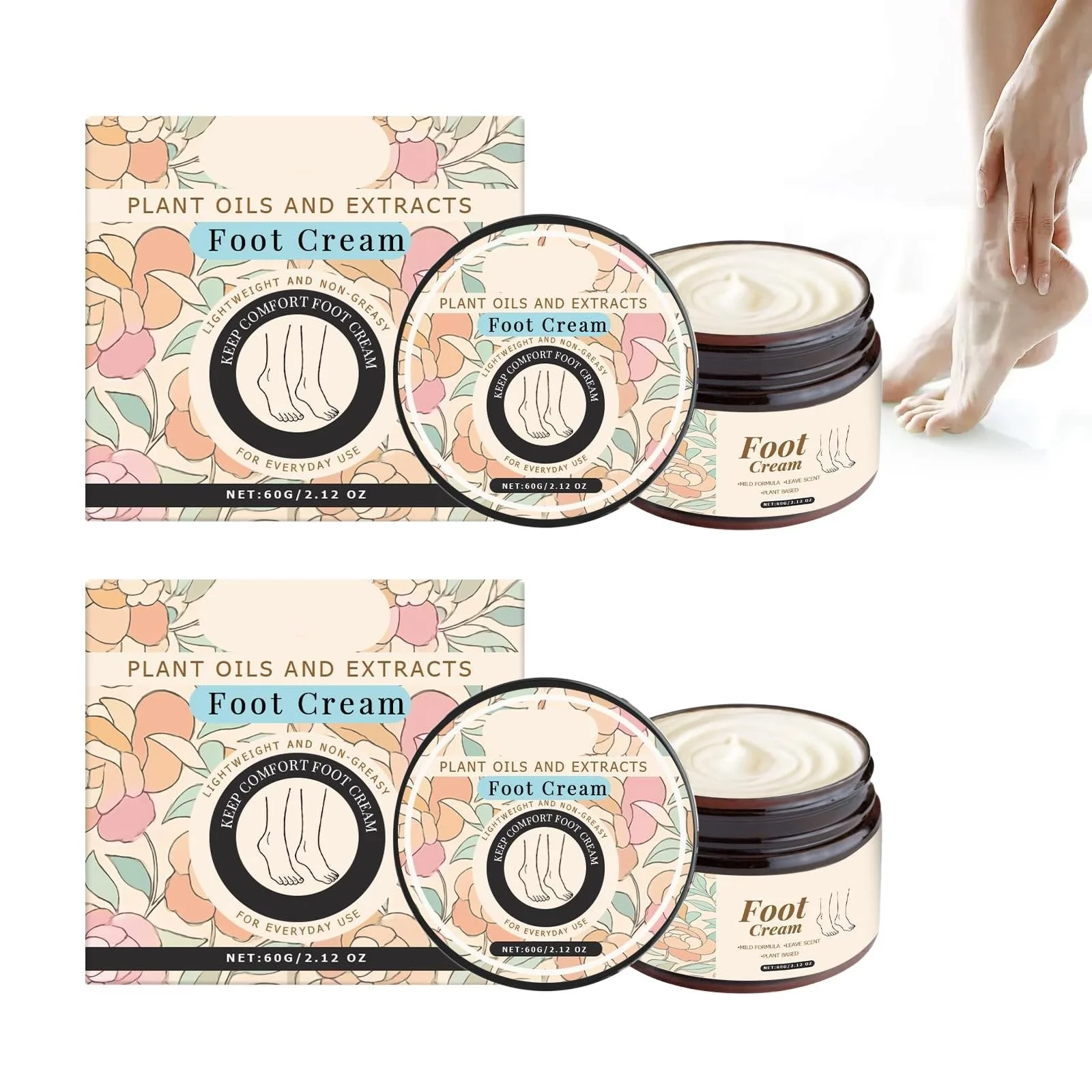 Набор из 2 увлажняющих кремов для ног для сухой и потрескавшейся кожи, фото №1