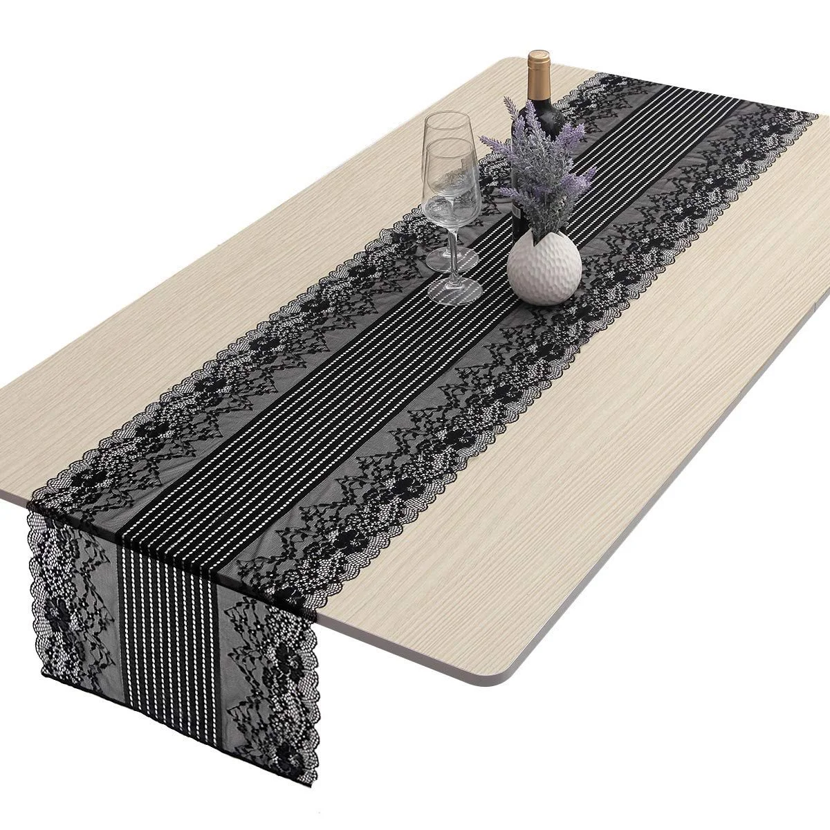 Ранер для столу mookaitedecor Rectangular Lace Embroidery 87 x 39 cm Black, фото №1 Ранер для столу mookaitedecor Rectangular Lace Embroidery 87 x 39 cm Black, фото №1