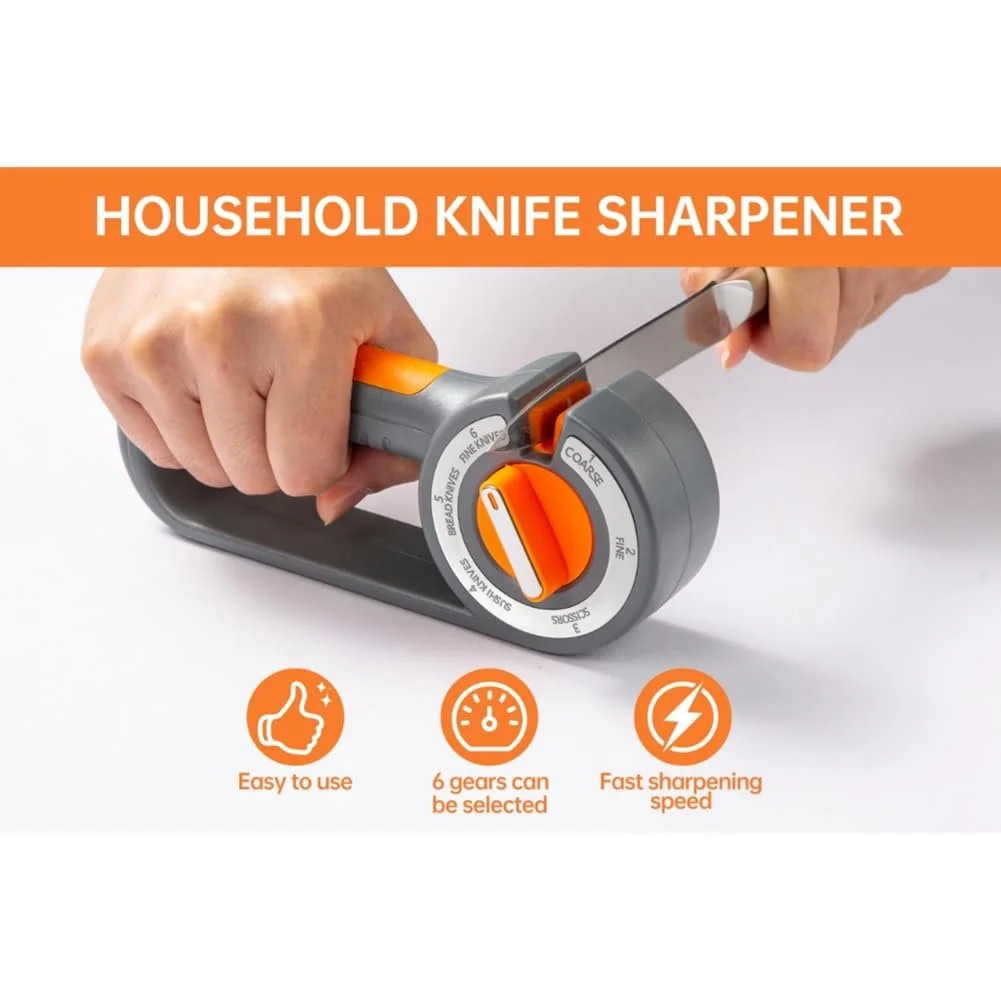 Точилка для ножів 6-в-1 ручна кишенькова для кухонних ножів, фото №6