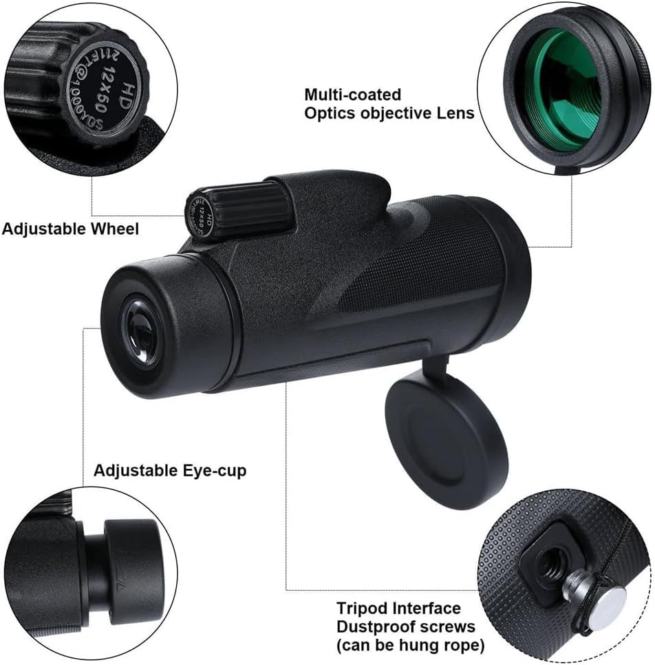 Монокуляр Телескоп для мобільних телефонів Оптичний Висока потужність 12X Окуляр Низьке освітлення 6.1 x 2.2 дюйми, фото №3