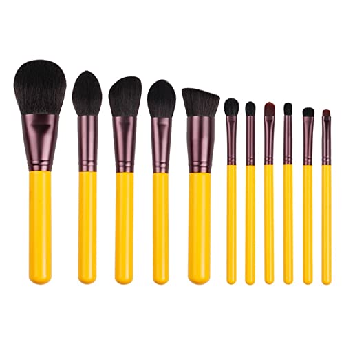 Набір синтетичних кистей PiurUf Make Up Brush Yellow Series 11 Face & Eye Makeup жовтого кольору, фото №4
