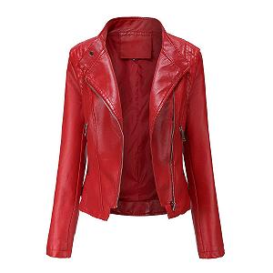 Кожаная куртка DISSA Slim Short C5087N, искусственная кожа, лацкан, молния, мотоциклетная куртка для весны и осени - Фото 1