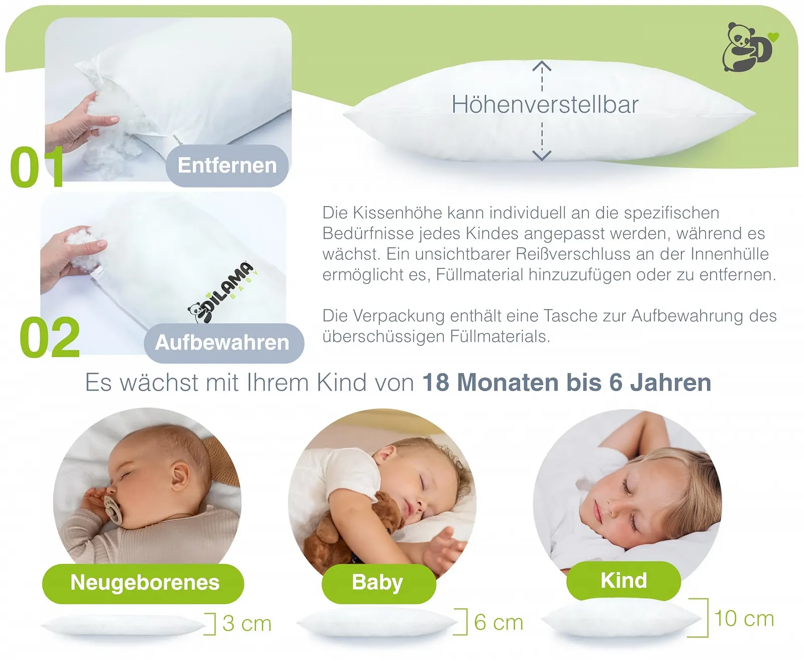 Детская подушка Dilamababy 40 x 60 см, эргономичная, с регулируемой высотой и шариковым волокном, перкаль премиум-класса, 100% хлопок Oeko-Tex, гипоаллергенная и противоклещевая, можно стирать, фото №4 Детская подушка Dilamababy 40 x 60 см, эргономичная, с регулируемой высотой и шариковым волокном, перкаль премиум-класса, 100% хлопок Oeko-Tex, гипоаллергенная и противоклещевая, можно стирать, фото №4