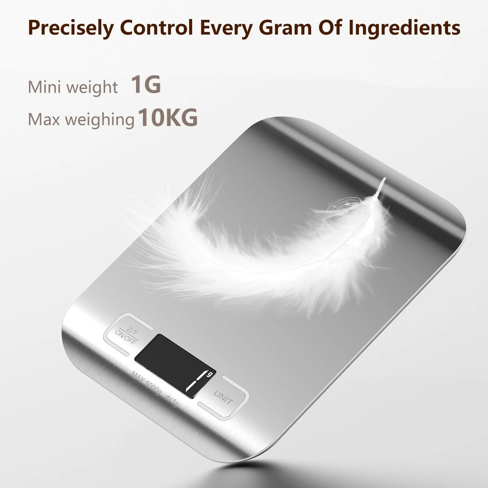 Кухонні ваги GeeRic Digital LCD 10kg 1g Stainless Steel, фото №4 Кухонні ваги GeeRic Digital LCD 10kg 1g Stainless Steel, фото №4