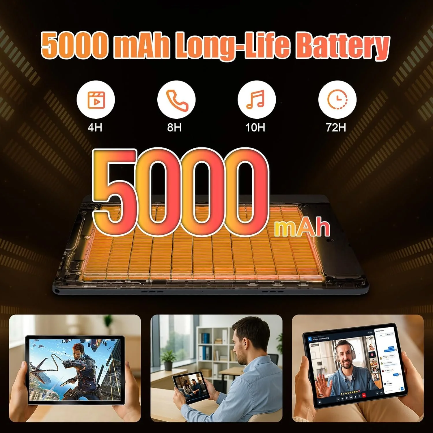 Планшет 10.1” Aumi C109 (4+20)/128Gb 8 ядер Android 15 Чорний, фото №6