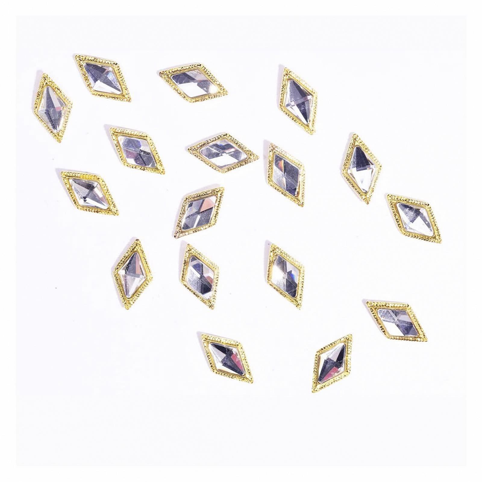 Шарми для нігтів Aqxyedc, 3D, сплав з квадратними діамантами, фото №5