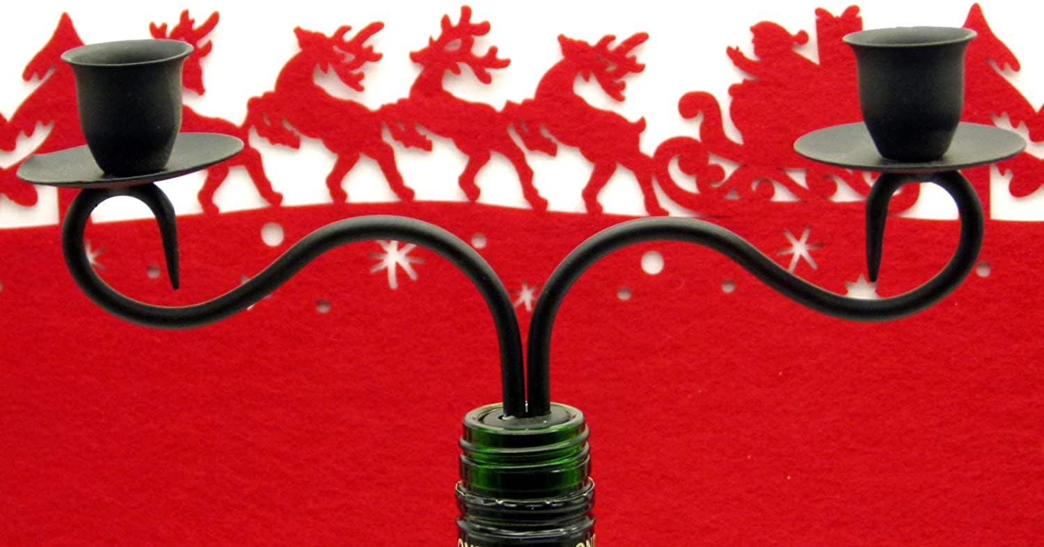 Свічник Pommmerntraum Bottle Candle Holder Bottle Attachment Wine Bottle Attachment 2 Arms чорний, фото №4