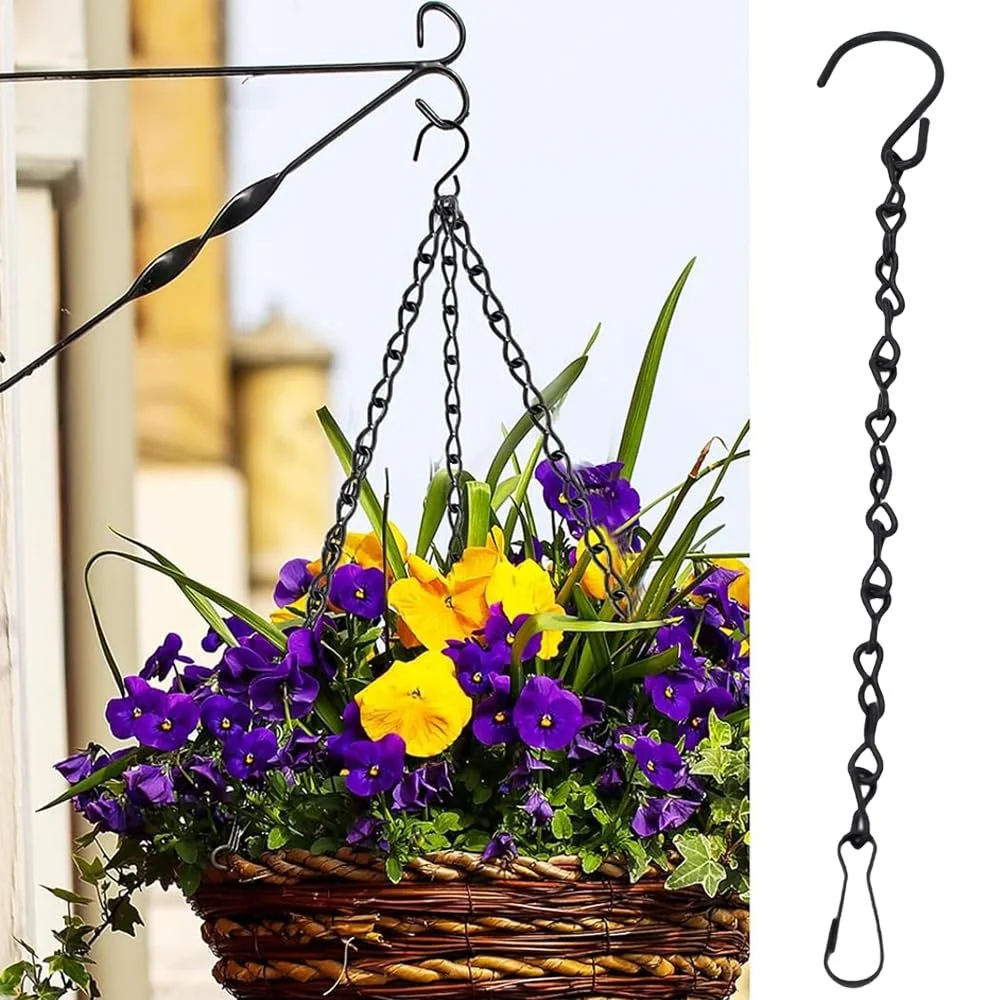 Ланцюги для підвісних кашпо Набір 4 шт Металеві Чорні, фото №3