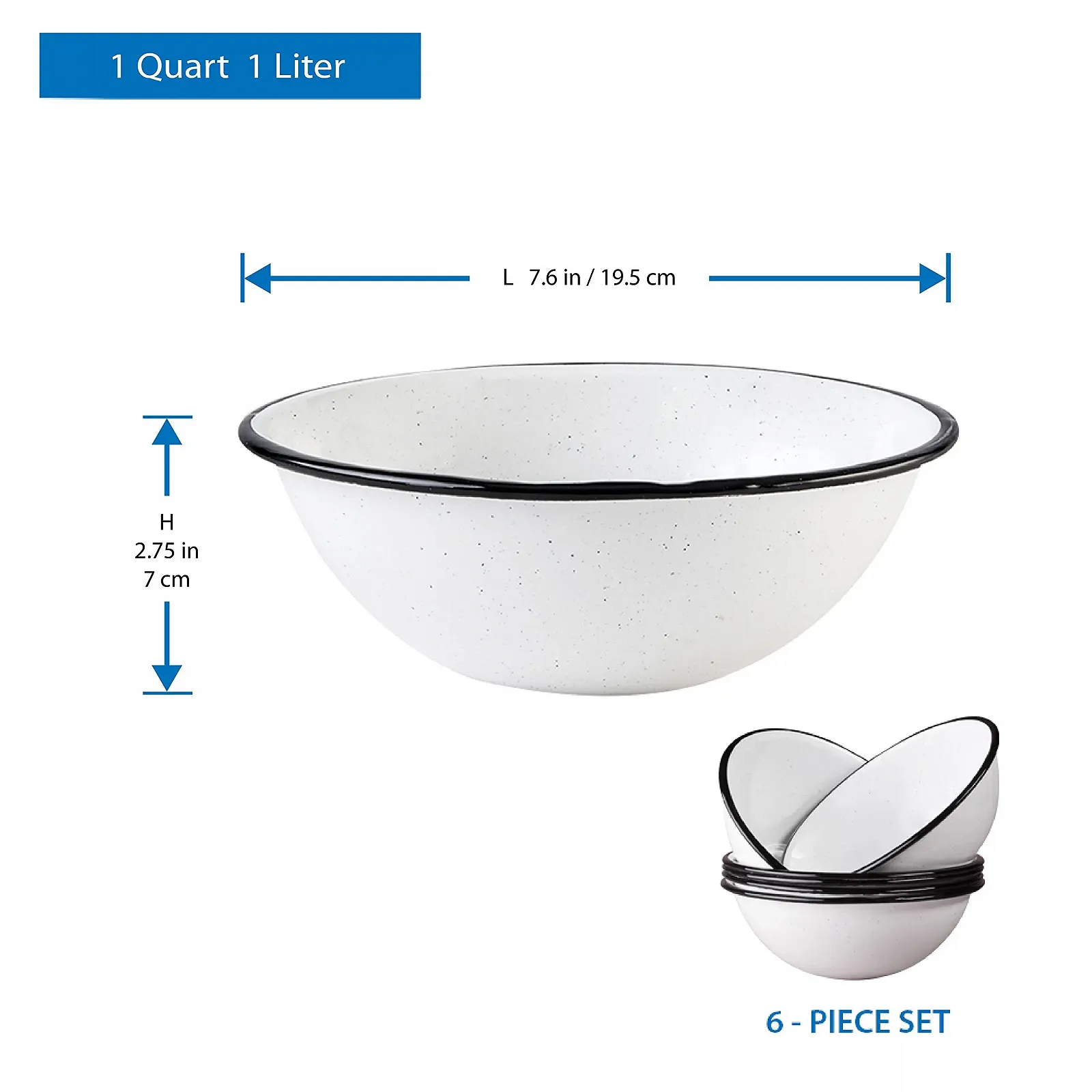 Велика миска WARMCOOK Graniteware 18 см Емальована сталь Білий, фото №6