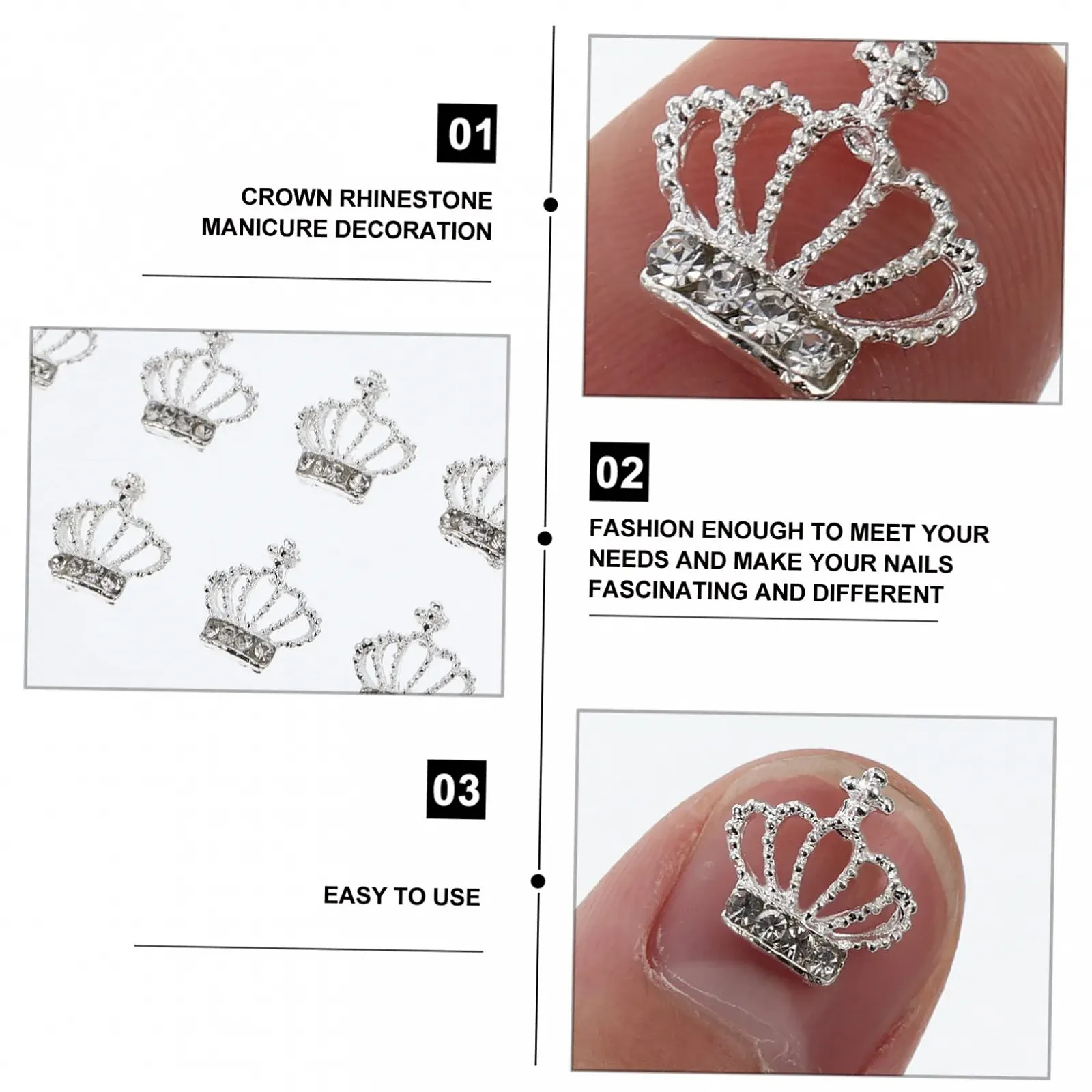 Стразы для ногтей Beavorty Сердце, 3D, 30 штук, фото №6