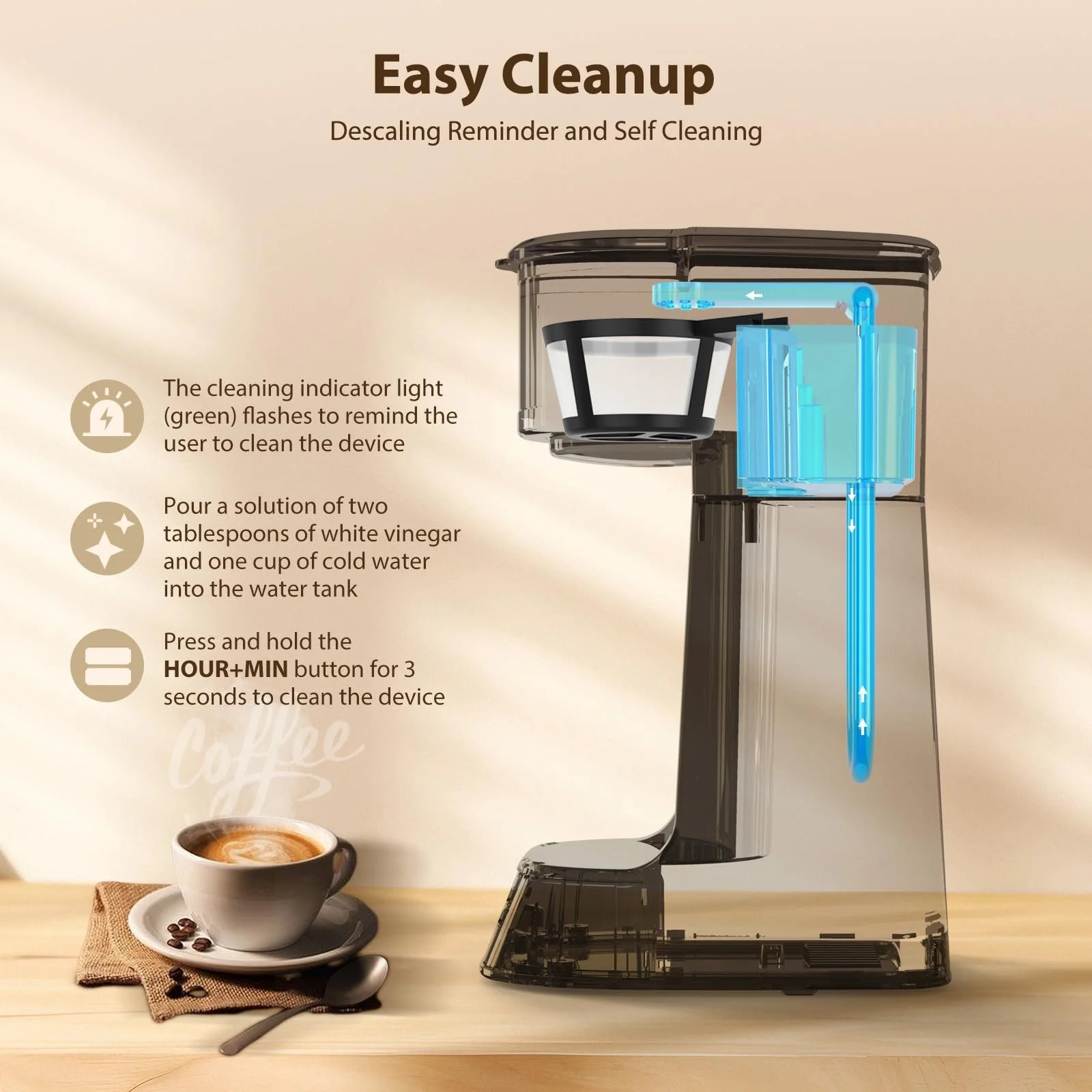 Фильтровая кофеварка Aigostar Coffey с термокружкой 420 мл 700 Вт Black, фото №7