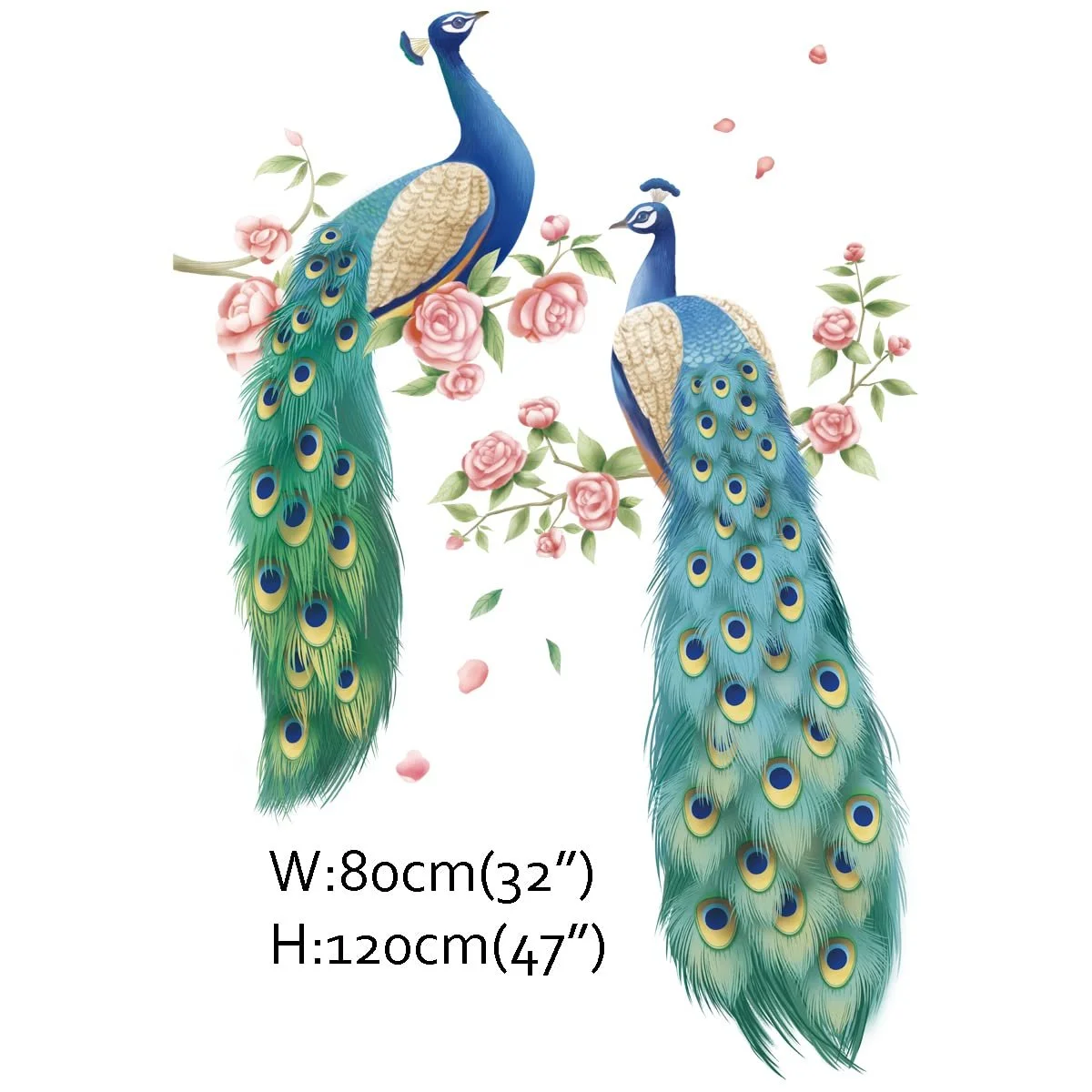 Наклейка на стіну Runtoo Large Peacock Birds Branch Flowers, фото №4
