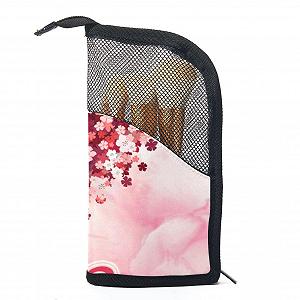 Набор кистей для макияжа с сумкой-органайзером 12 шт Mother's Day Foral Heart Pink Colored-2610 - Фото 1