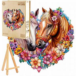 Дерев'яний пазл Horses in Love 265 деталей у коробці з міні-мольбертом - Фото 1