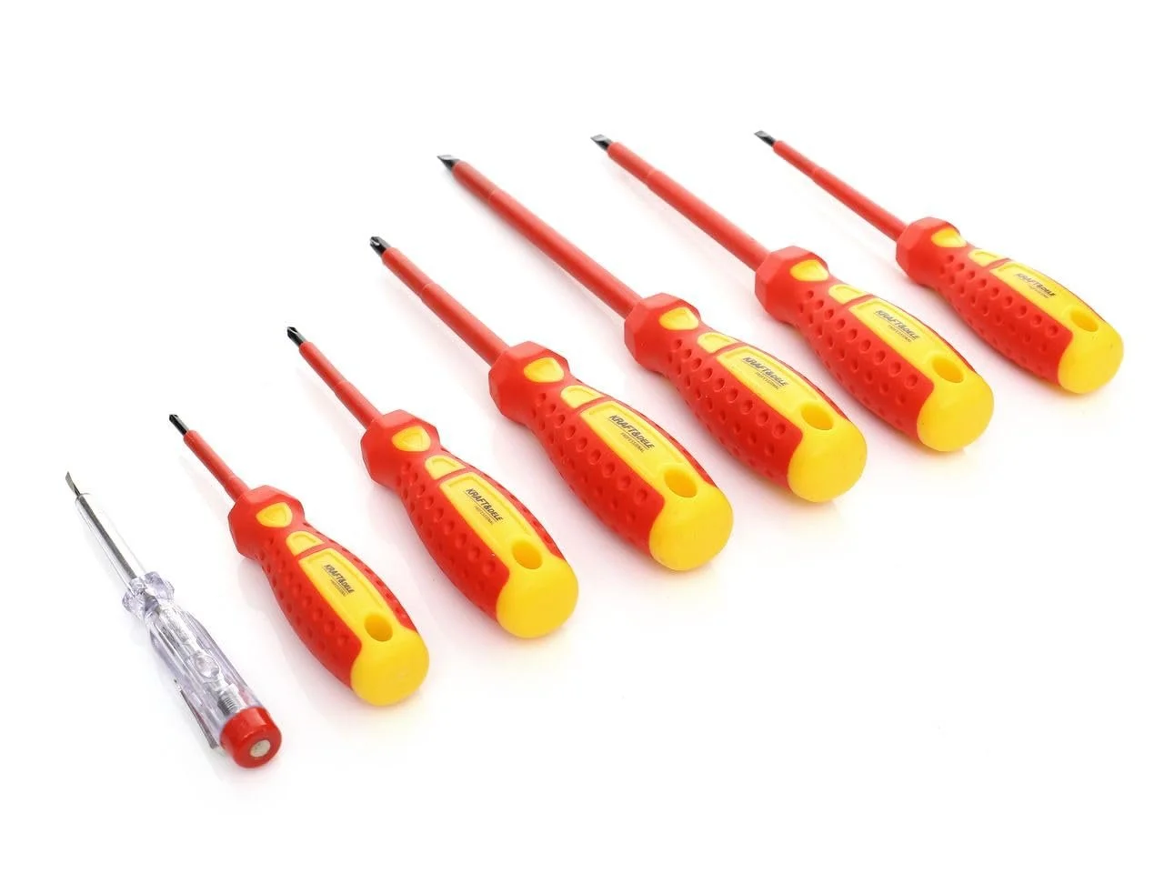 Набір викруток KRAFT&DELE KD10335 7 шт. Плоскі, хрестові та тестер напруги Магнітні, фото №2