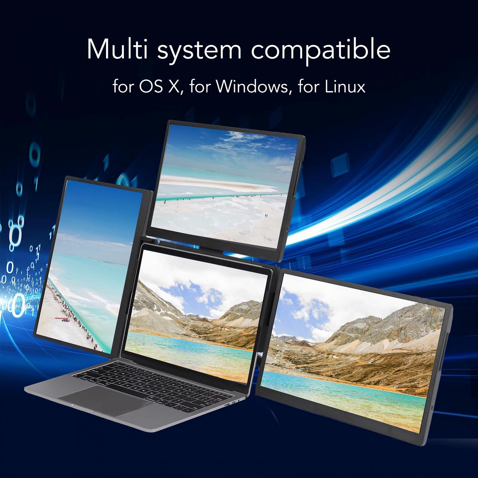 Экран ASHATA 13.3 Inch DIY Portable HD Triple Screen для ноутбуков 11.6-17 дюймов, фото №3