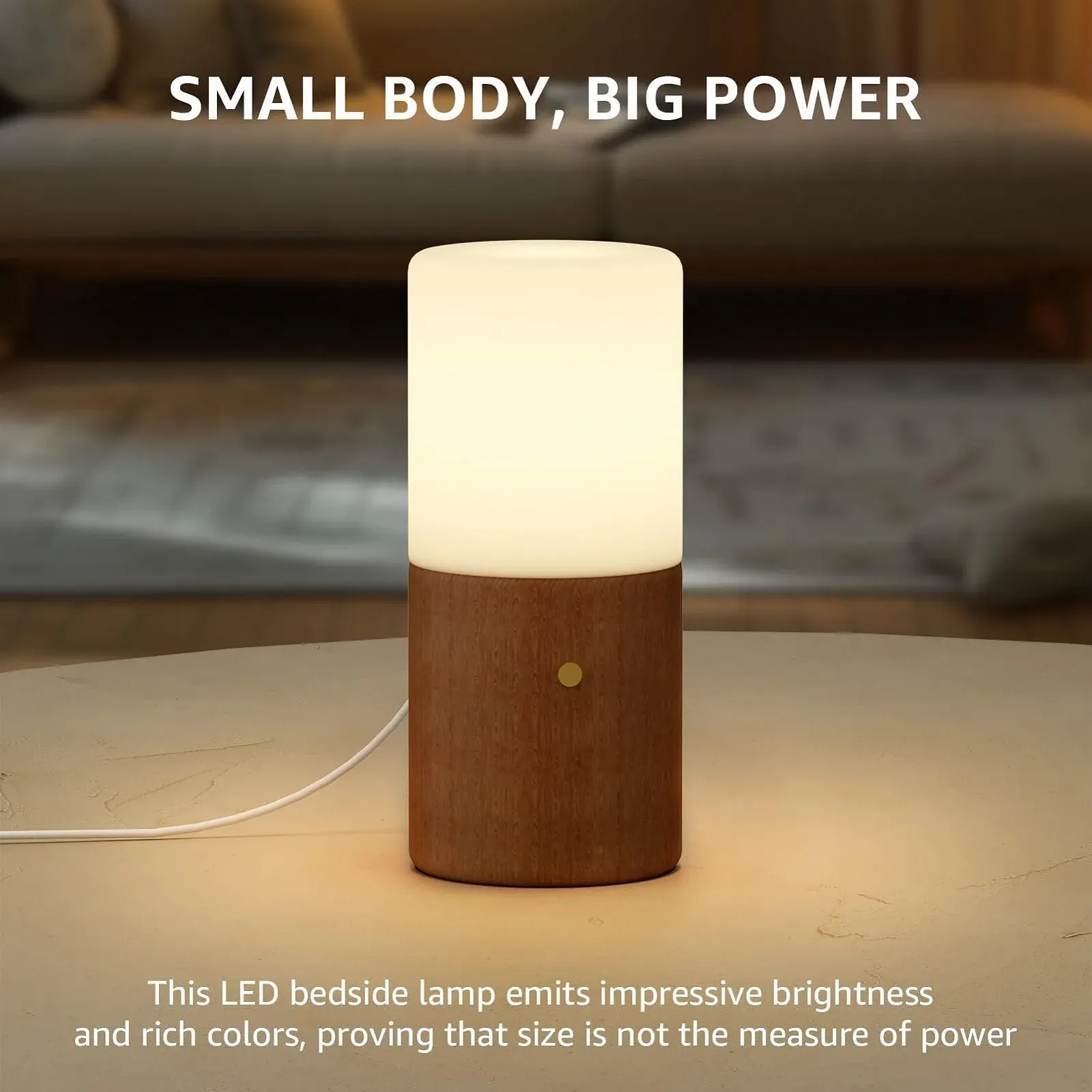 Настольная лампа MALUX светодиодная беспроводная сенсорная с 8 цветами RGB и деревянным основанием, фото №4