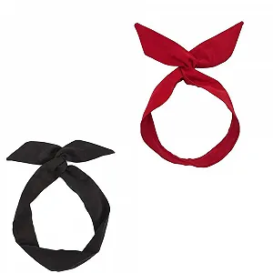 Повязка на голову Гибкая с бантом Проводная винтажная ретро однотонная - Фото 1