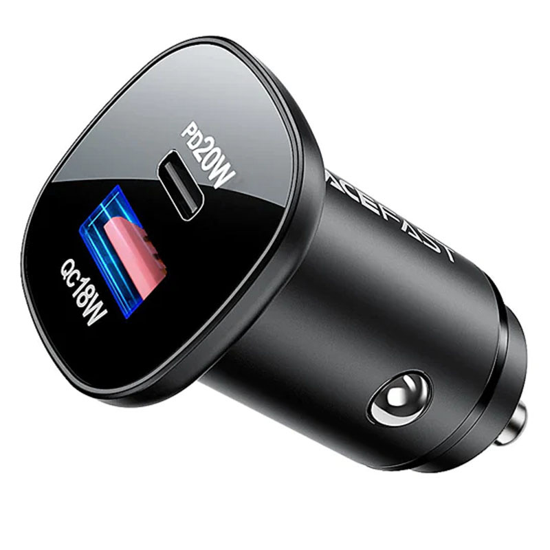 АЗУ Acefast B1 mini 38W USB-C USB-A dual-port metal car charger, фото №1