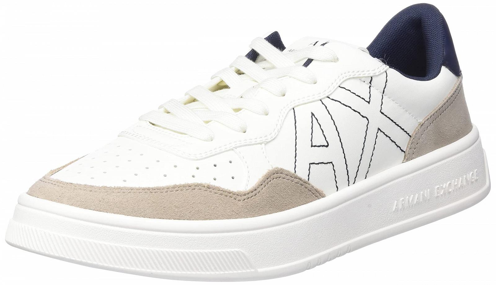 Кросівки Armani Exchange Suede Detail, Front Logo Patch Off White + Beige, фото №1