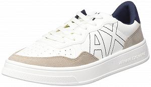 Кросівки Armani Exchange Suede Detail, Front Logo Patch, Off White + Beige - Фото 1