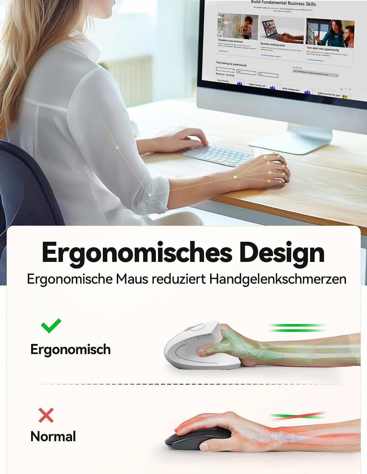 Мышь TechRise Беспроводная вертикальная 4800 DPI оптическая Тихая 6 кнопок Белый, фото №3