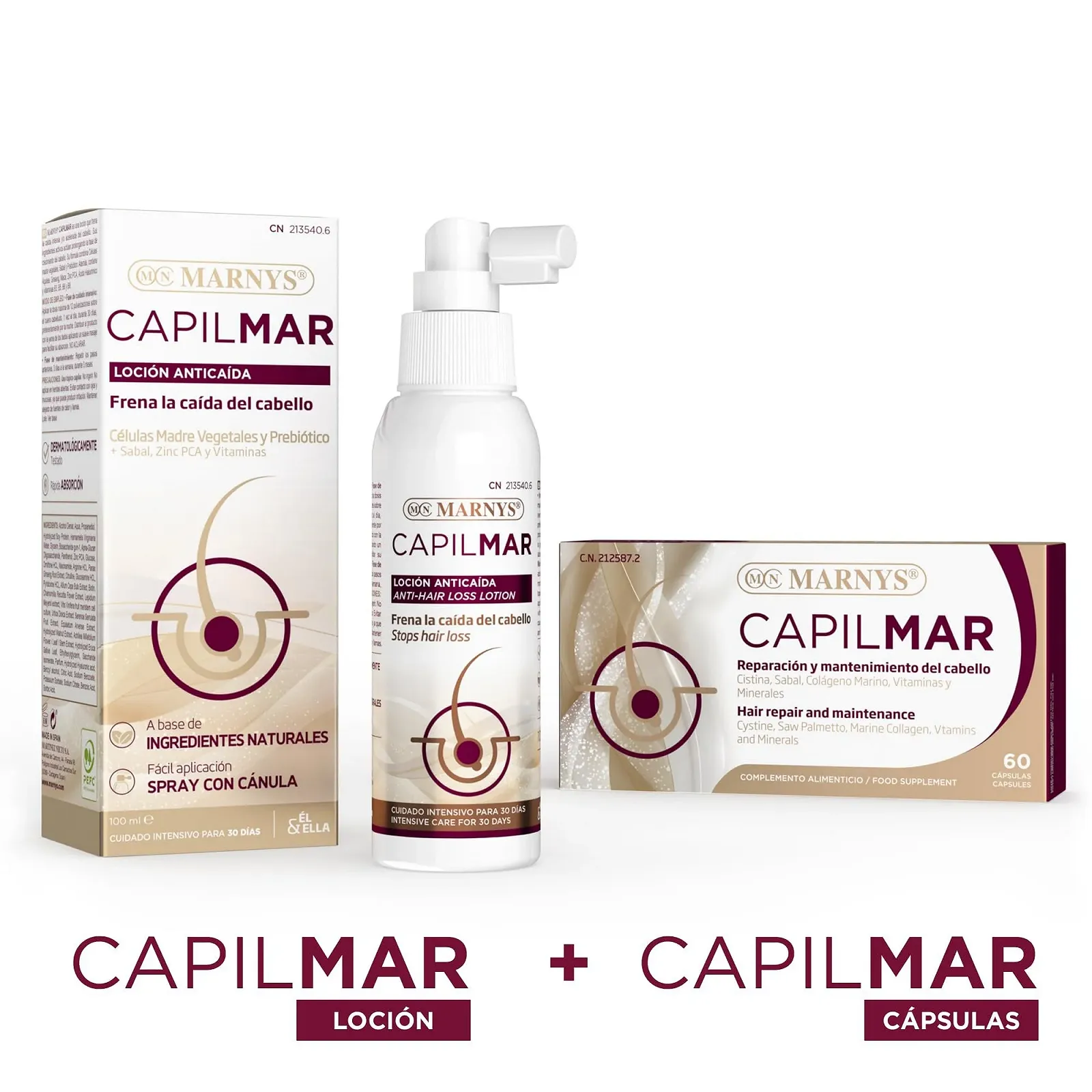 Капсулы MARNYS CAPILMAR Против выпадения волос 60 капсул + Лосьон 100 мл, фото №3