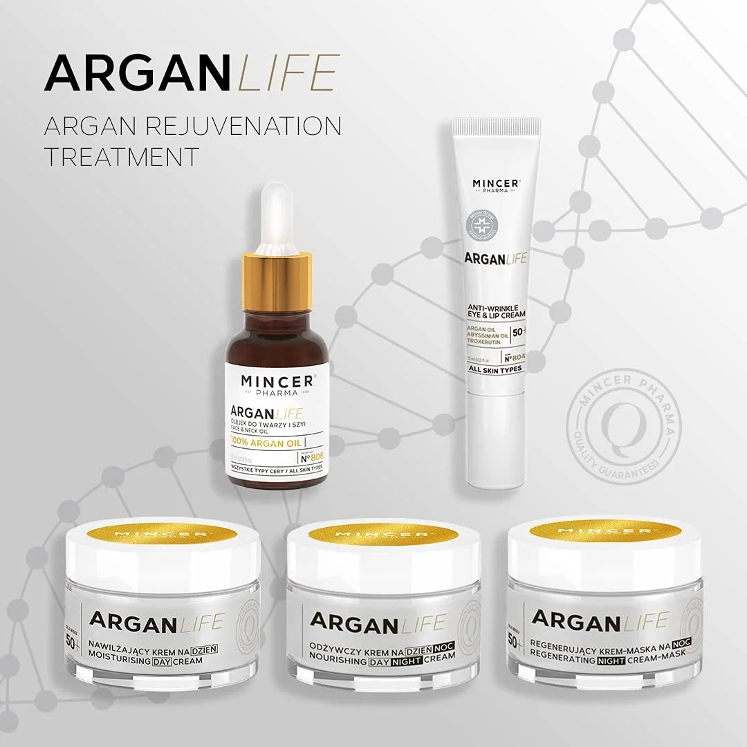 Денний крем Mincer Pharma Argan Life 50+ зволожувальний омолоджувальний захисний антивіковий 50 мл, фото №5