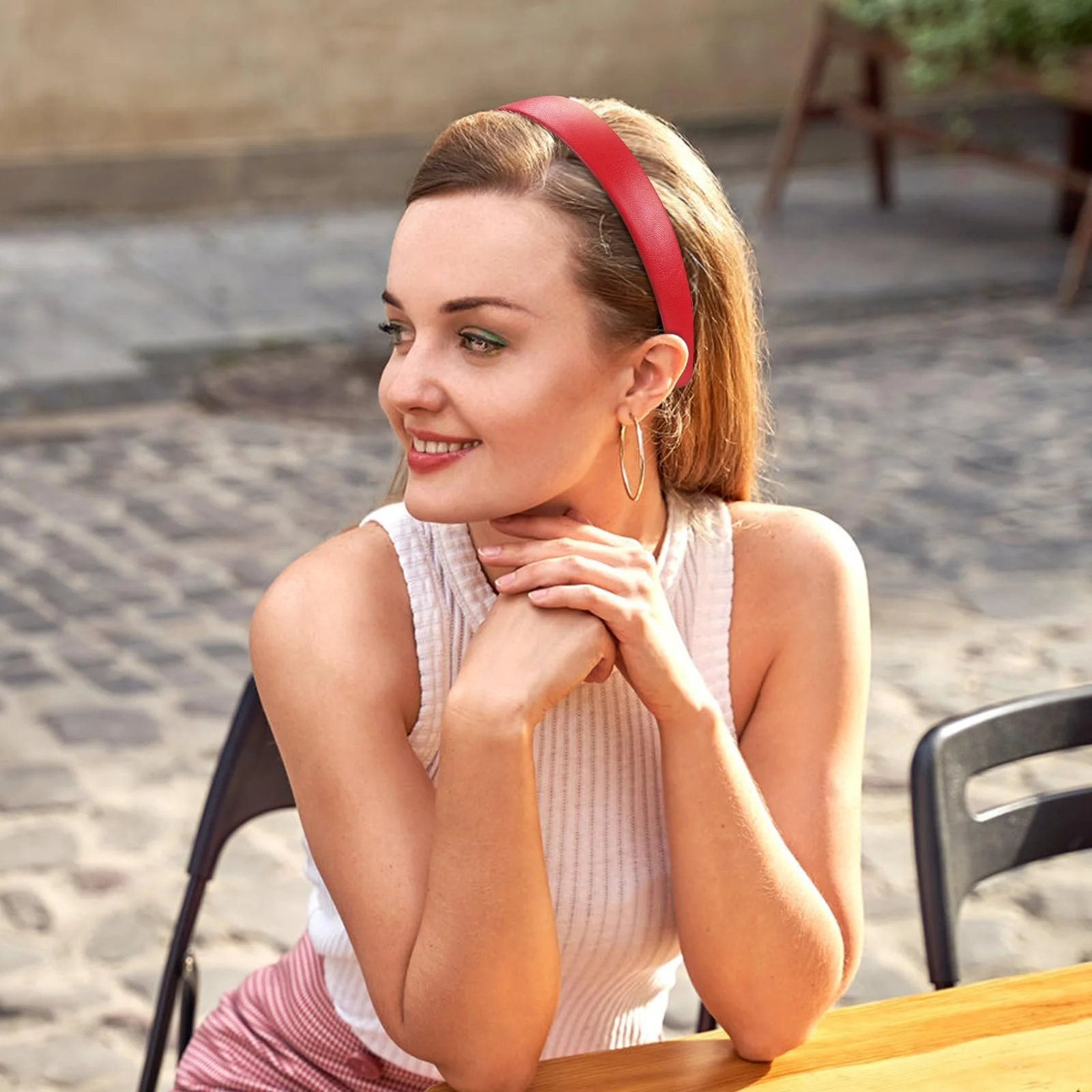 Обруч WantGor Шкірзамінник 2,5 см Червоний, фото №6