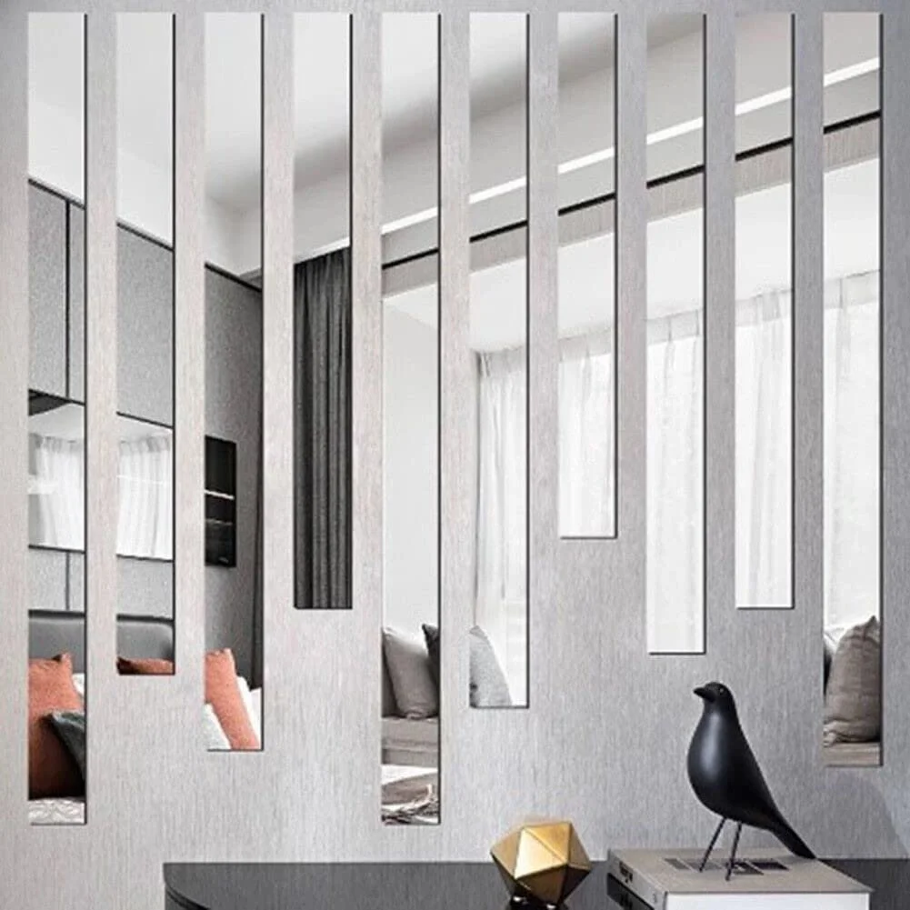 Наклейки дзеркальні акрилові DAZZLEEX 10 штук 5 x 50 см Сріблястий, фото №4