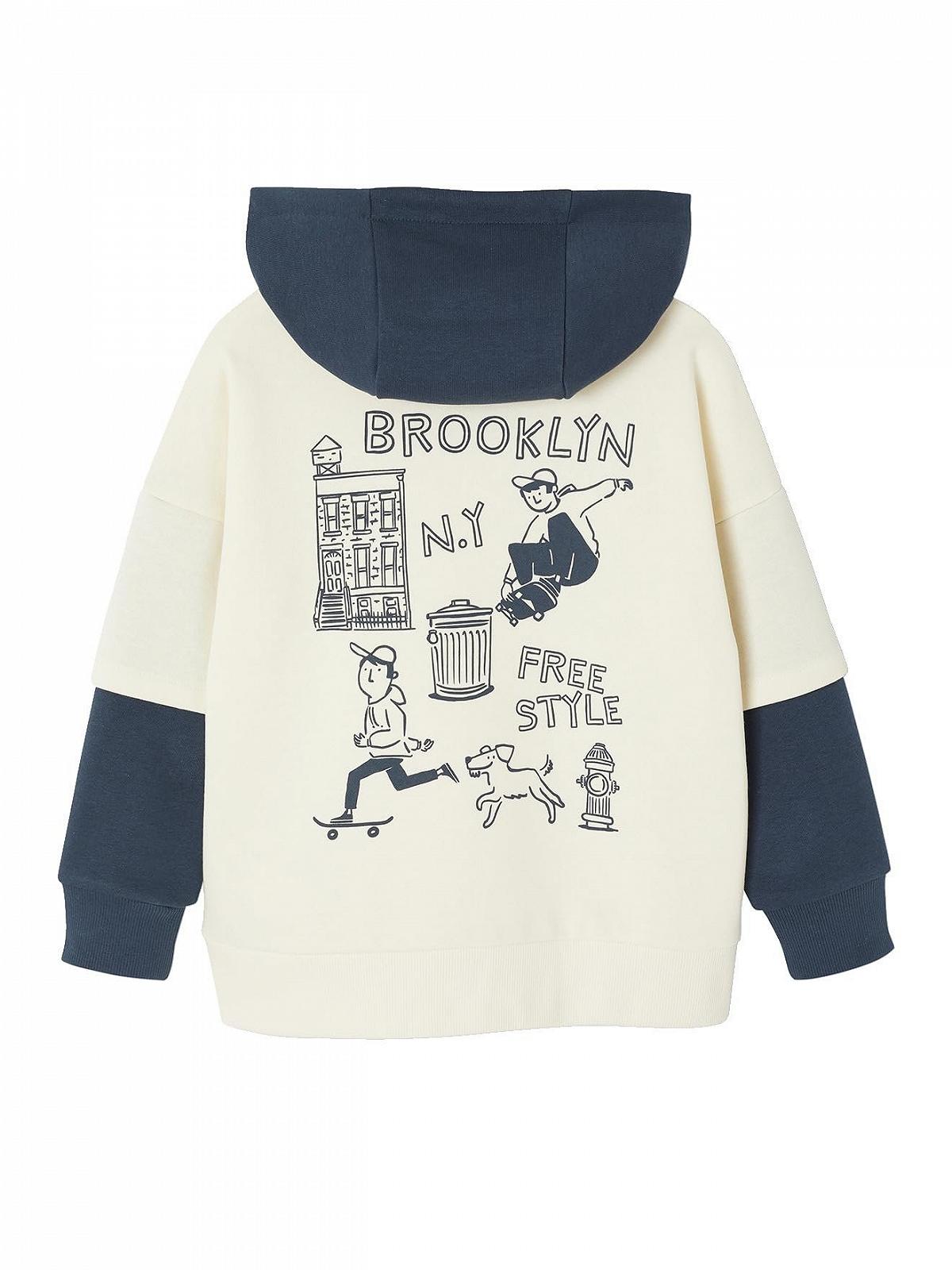 Толстовка з капюшоном Vertbaudet для хлопчиків з принтом і ефектом нашарування, фото №2