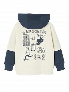 Толстовка з капюшоном Vertbaudet для хлопчиків з принтом і ефектом нашарування synthetic.ua - Фото 1