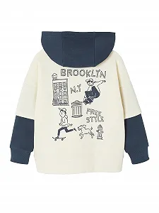 Толстовка с капюшоном Vertbaudet для мальчиков с принтом и эффектом наслоения synthetic.ua - Фото 1