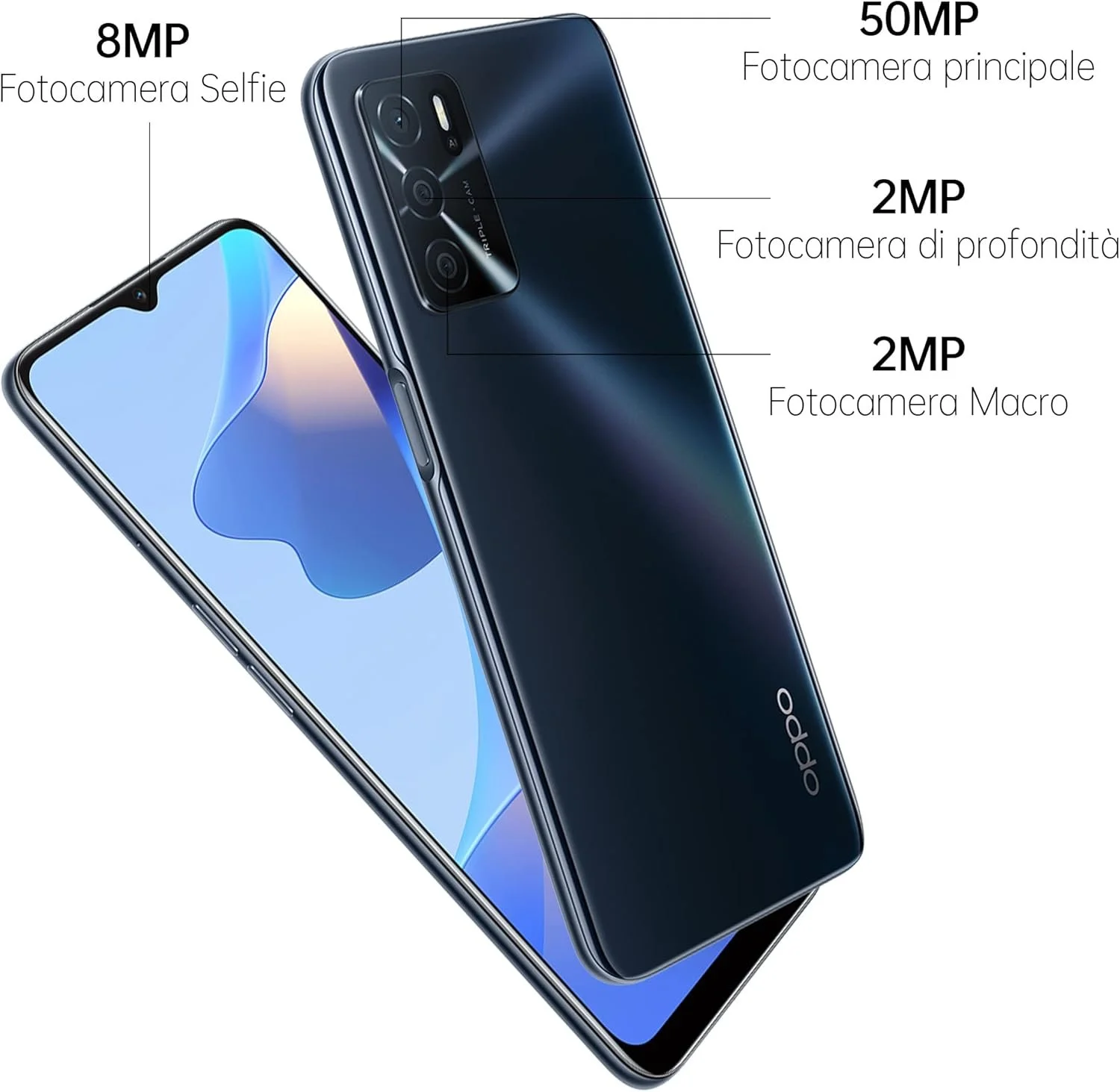 Смартфон 6.52" Oppo A54s 4/128GB 4G 1-SIM 50/8Мп 8 ядер Android 13 Синій, фото №4