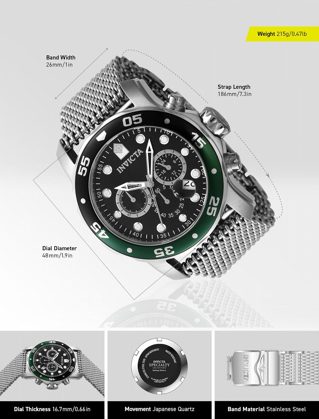 Годинник Кварцовий Invicta Pro Diver Чоловічий, Нержавіюча сталь, 48 мм, фото №4 Годинник Кварцовий Invicta Pro Diver Чоловічий, Нержавіюча сталь, 48 мм, фото №4