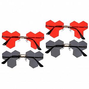 Сонцезахисні окуляри Набір 4 шт. PACKOVE Великі Без оправи Різнокольорові лінзи, Асорті кольори - Фото 1