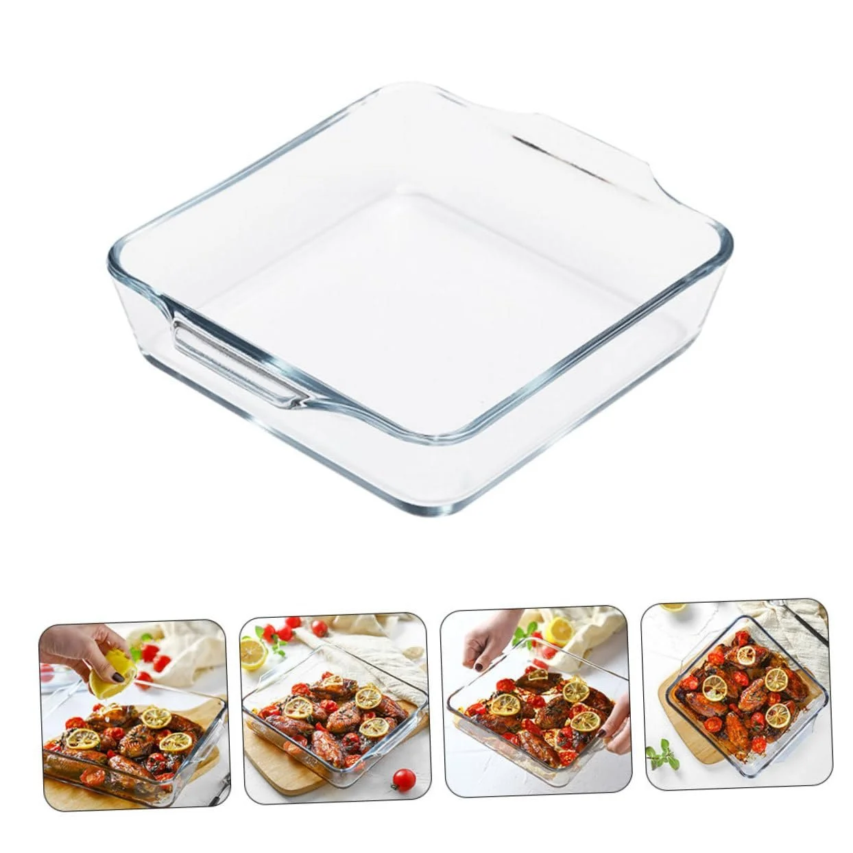 Форма для запекания жаростойкая овальная стеклянная с двойными ручками, фото №5