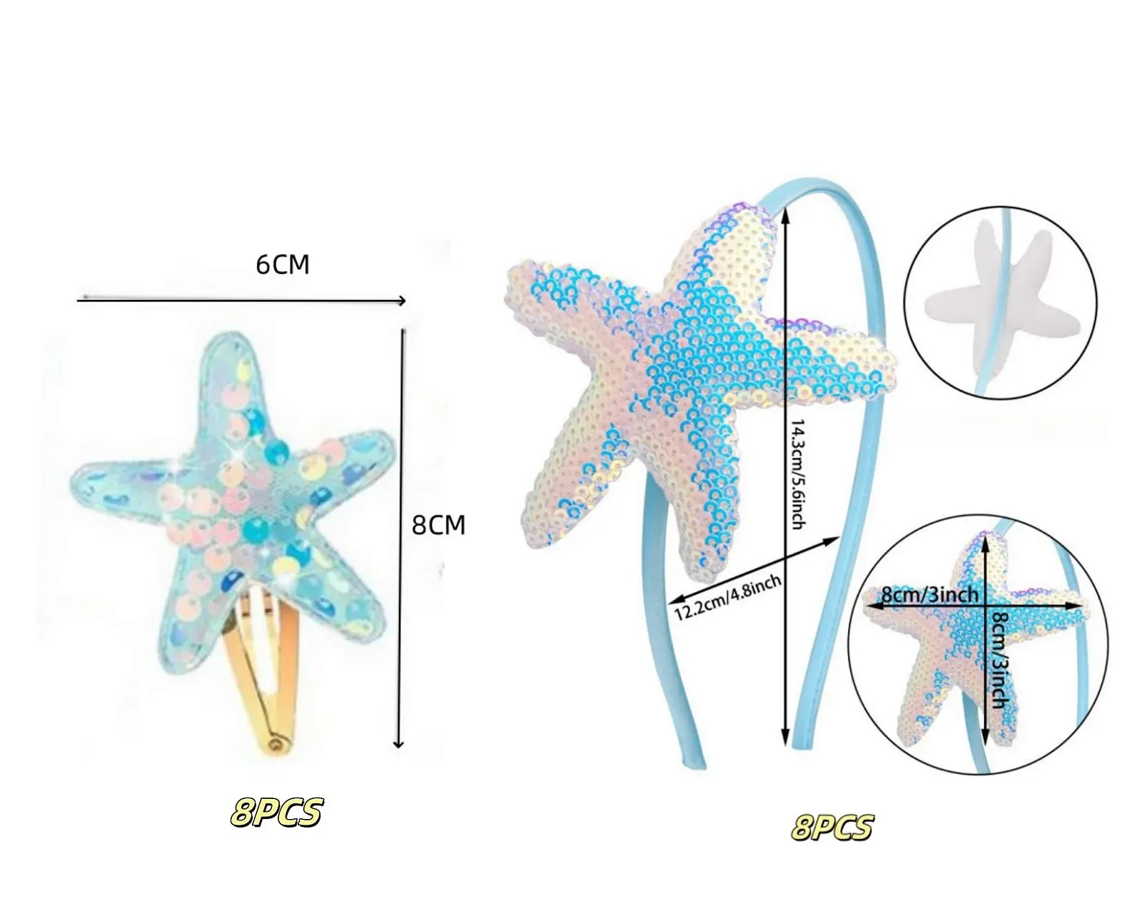 Набір обручів для волосся з морською зіркою, фото №2