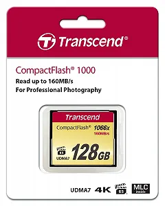 Compact Flash Card Transcend Information 128GB TS128GCF1000 160/120 MB/s synthetic.ua - Фото 1