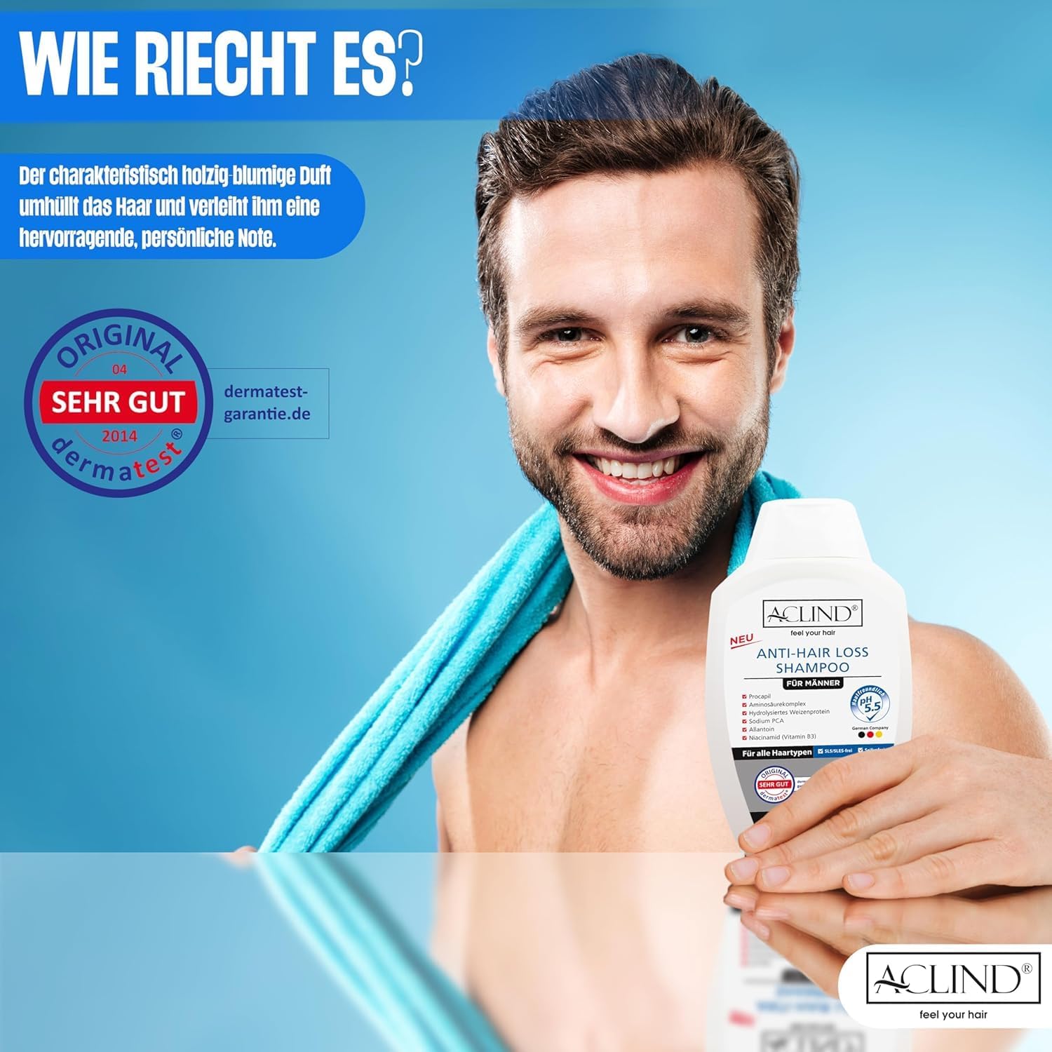 Шампунь ACLIND Проти випадіння волосся Органічні інгредієнти 300 мл, фото №8 Шампунь ACLIND Проти випадіння волосся Органічні інгредієнти 300 мл, фото №8