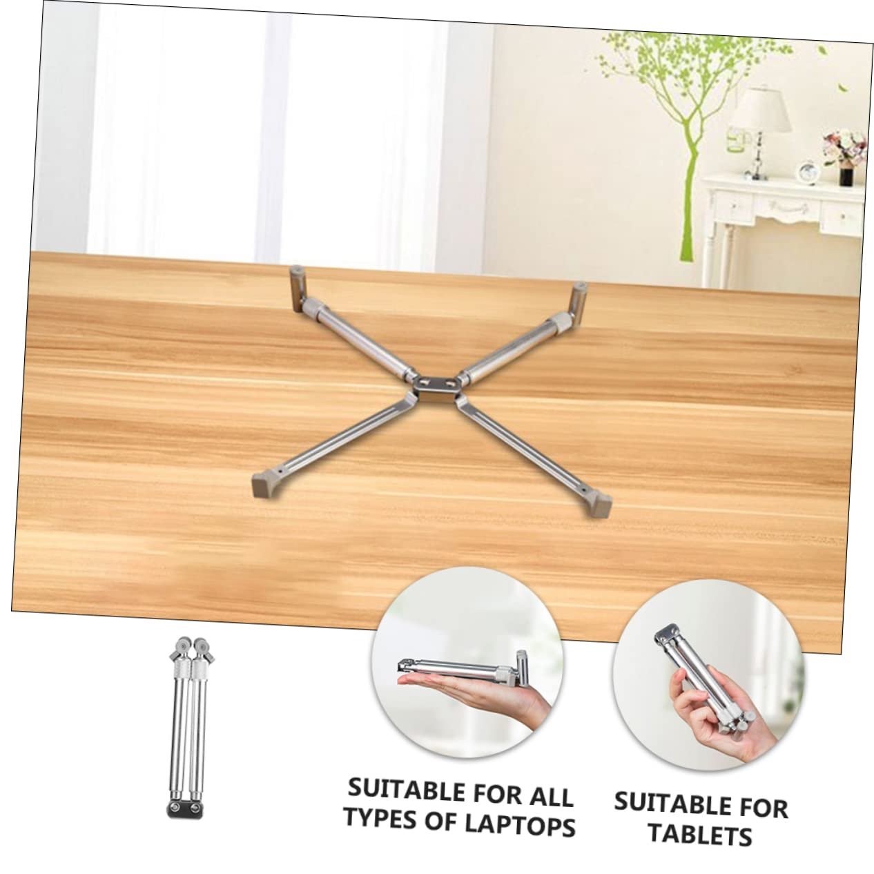 Підставка для ноутбука алюмінієва регульована і складна охолоджуюча портативна телескопічна для дому та подорожей сумісна з різними пристроями, фото №7