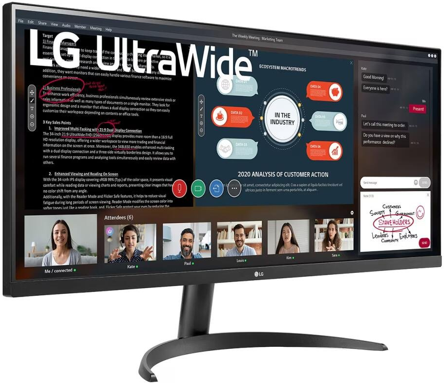 Монітор 34" LG UltraWide 34WP500 Full HD IPS 75 Гц, фото №4