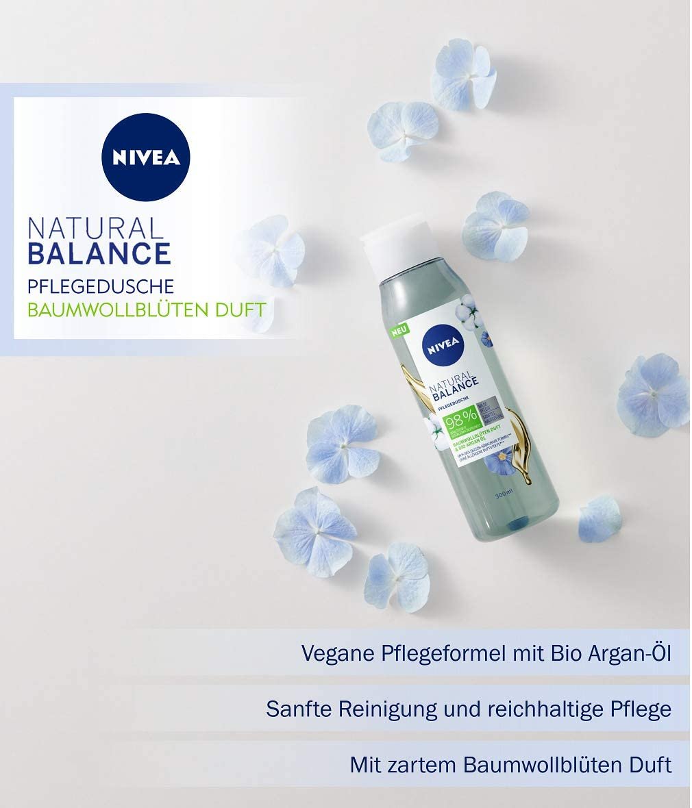 Гель для душа NIVEA Natural Balance Cotton Blossom & Organic Argan Oil 300 мл, фото №3 Гель для душа NIVEA Natural Balance Cotton Blossom & Organic Argan Oil 300 мл, фото №3