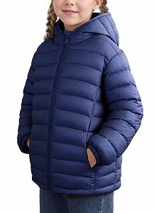 Пуховая куртка Happy Cherry Unisex Детская Легкая дышащая Куртка-пуховик стеганая с капюшоном Теплая верхняя куртка для осени и зимы 100-170 см - Фото 1